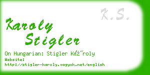 karoly stigler business card
